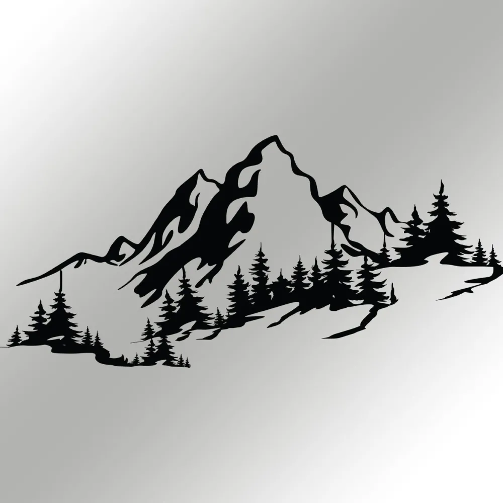 Metallinen seinäkoriste Mountain 3, musta*Linento Sale
