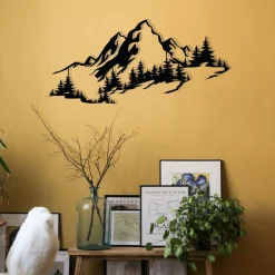 Metallinen seinäkoriste Mountain 3, musta*Linento Sale