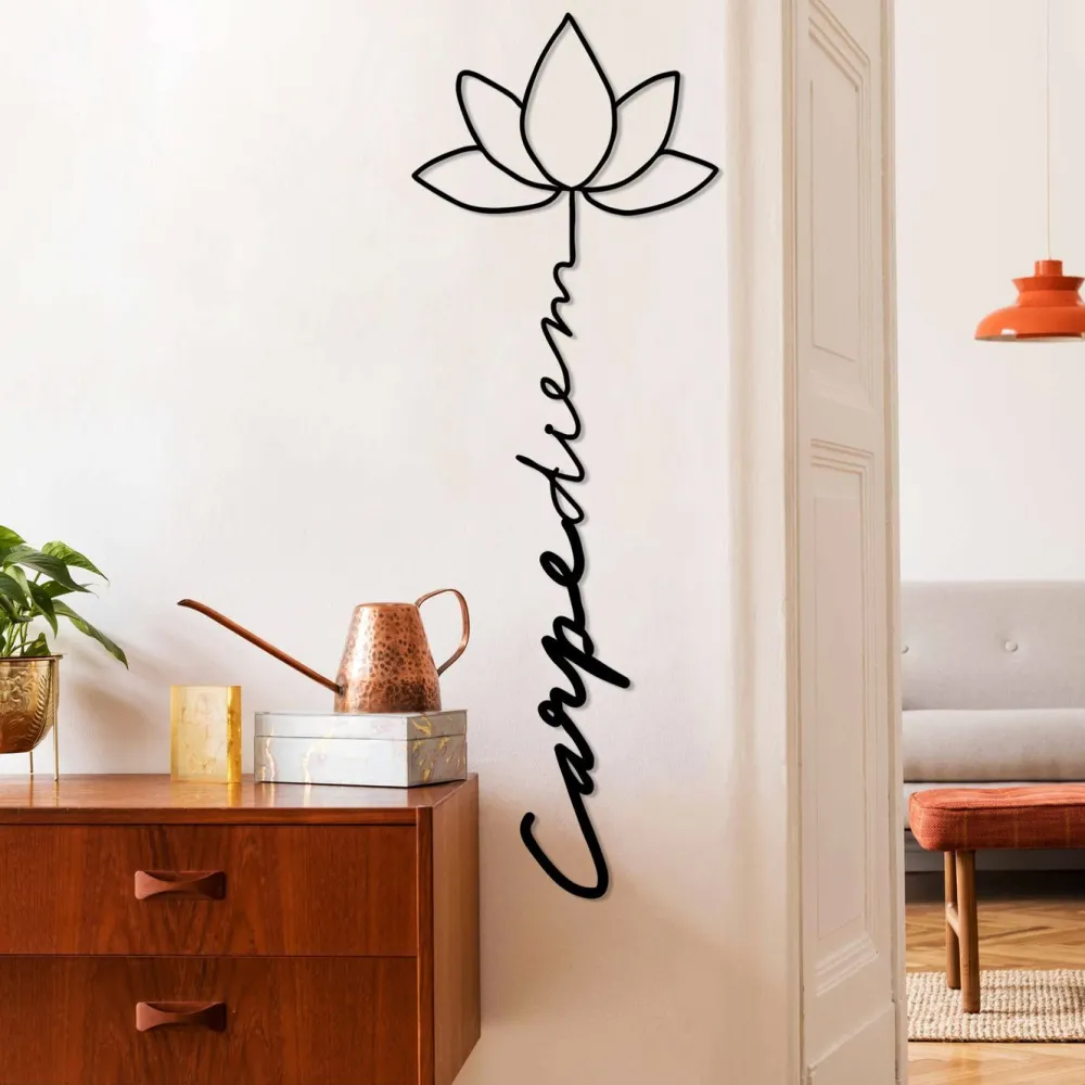 Metallinen seinäkoriste Carpe Diem 4, musta*Linento Discount