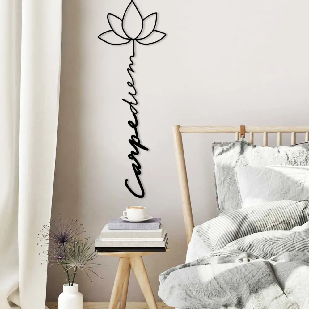 Metallinen seinäkoriste Carpe Diem 4, musta*Linento Discount