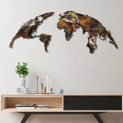 Metallinen seinäkoriste World Map Medium 3, monivärinen*Linento Discount
