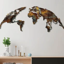 Metallinen seinäkoriste World Map Medium 3, monivärinen*Linento Discount