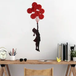 New Metallinen seinäkoriste Banksy 11-1, punainen/musta Koriste-Esineet