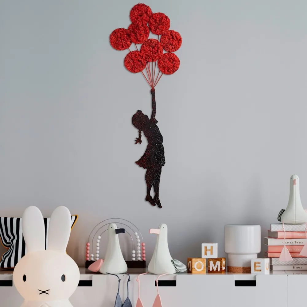 New Metallinen seinäkoriste Banksy 11-1, punainen/musta Koriste-Esineet