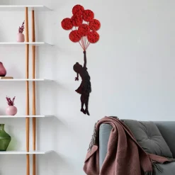New Metallinen seinäkoriste Banksy 11-1, punainen/musta Koriste-Esineet