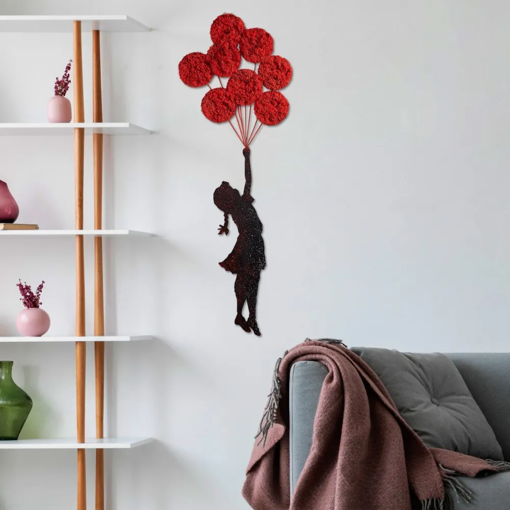 New Metallinen seinäkoriste Banksy 11-1, punainen/musta Koriste-Esineet