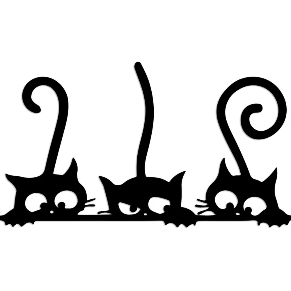 Online Metallinen seinäkoriste Cat 5, musta Koriste-Esineet