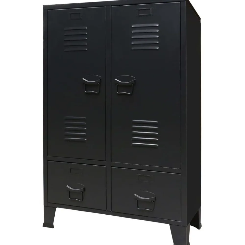 Metallinen vaatekaappi teollinen tyyli 67cm musta*FinePRICE Clearance