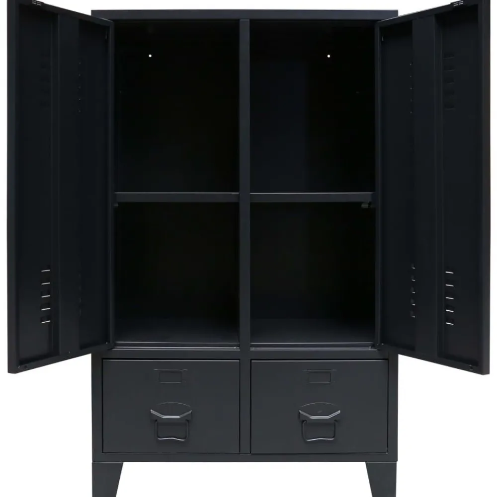 Metallinen vaatekaappi teollinen tyyli 67cm musta*FinePRICE Clearance