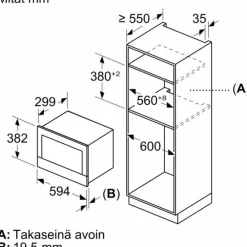 Mikroaaltouuni Serie 8 BFR7221B1 60cm musta integroitava*Bosch Clearance