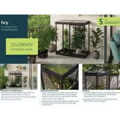 Minikasvihuone IVY, 0.8m², polykarbonaatti, musta*Palram-Canopia Hot