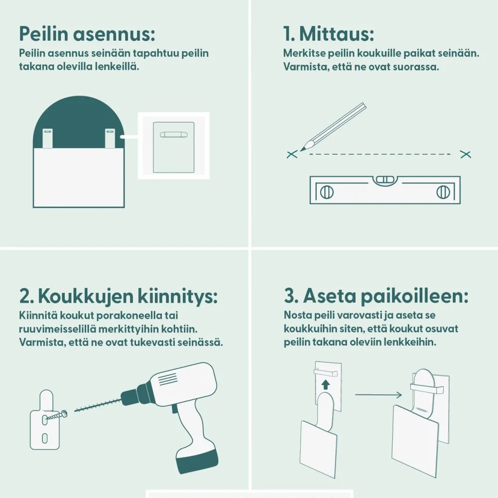 Mittatilauspeili Suomen Lasitehdas, puolikaari*Suomen Lasitehdas Oy Outlet