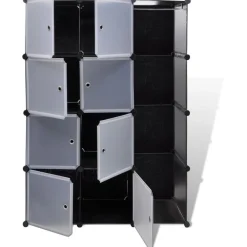 Moduulikaappi 9 lokeroa 37x115x150 cm musta ja valkoinen Vaatekaapit