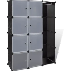 Moduulikaappi 9 lokeroa 37x115x150 cm musta ja valkoinen Vaatekaapit