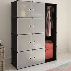 Moduulikaappi 9 lokeroa 37x115x150 cm musta ja valkoinen Vaatekaapit