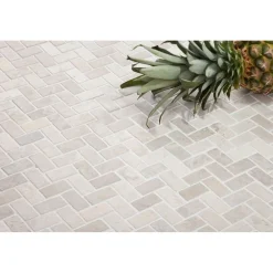 Outlet Mosaiikkilaatta Herringbone White Mini, 20x40mm Marmorilaatat|Mosaiikkilaatat