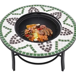 Mosaiikkitulisija 68cm, keramiikka, vihreä*FinePRICE Online