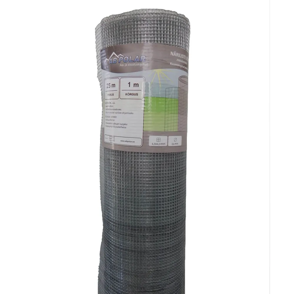 Myyräverkko , 6,3 x 6,3/0,6mm x 500mm x 5m, sinkitty*AB Polar Online