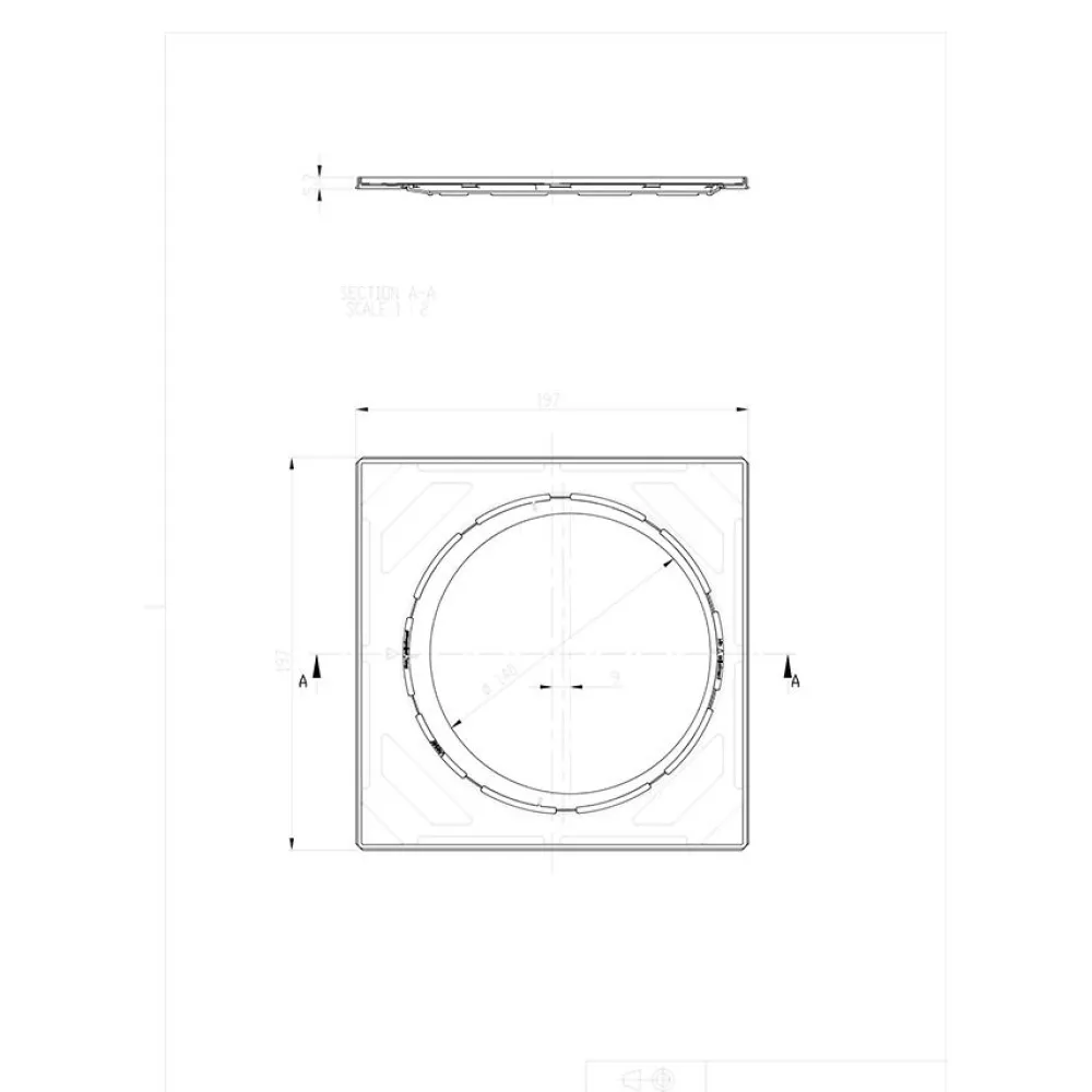Neliökansi RST Modern säädettävällä teräskehyksellä 197x197 mm*Vieser New