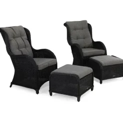 Nojatuoli Marcus 2 kpl jalkarahilla musta*Comfort Garden Discount