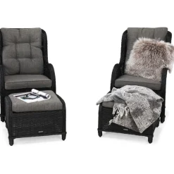 Nojatuoli Marcus 2 kpl jalkarahilla musta*Comfort Garden Discount