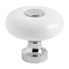 Outlet Nuppivedin SP 5 Ø 30x27 mm valkoinen posliini + kromi Vetimet, Nupit Ja Kalustehelat