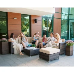 Oleskeluryhmä Dawson, 6 istuttava, ruskea/beige*Home4you Outlet