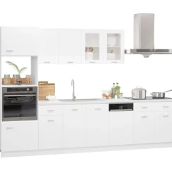 Discount 7-osainen keittiön kaappisarja valkoinen lastulevy Keittiökaapit