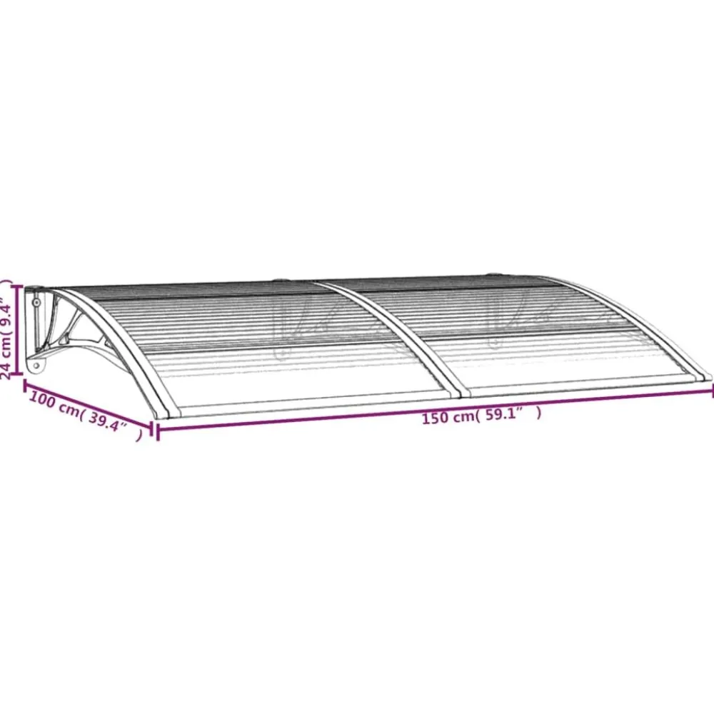 Ovikatos 150x100 cm polykarbonaatti musta/ruskea*FinePRICE Best