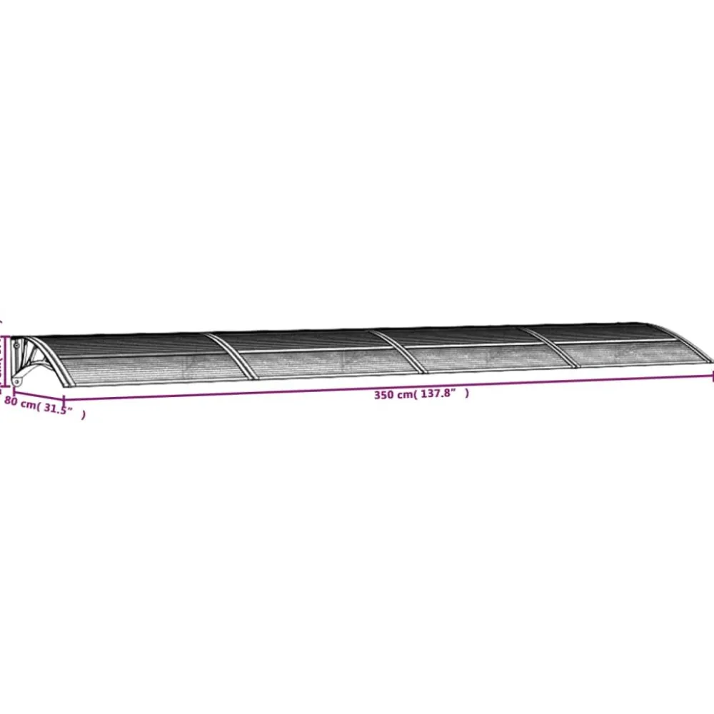 Ovikatos 350x80 cm polykarbonaatti musta*FinePRICE Discount