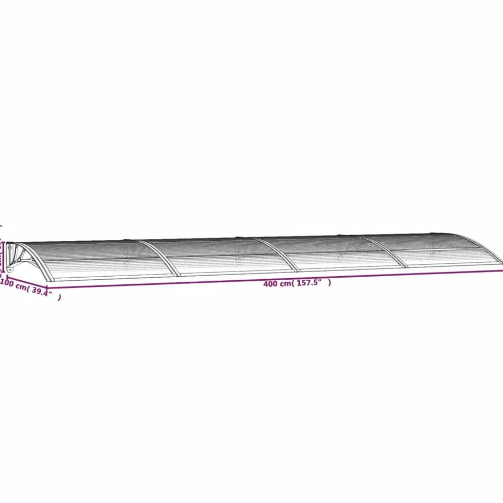 New Ovikatos 400x100 cm polykarbonaatti musta/vaalea Ovikatokset