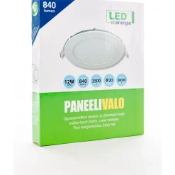Clearance Paneelivalaisin Slim Ø170mm 12W 840lm 3500K uppoasennettava sis. liitäntälaiteen valkoinen Alasvalot