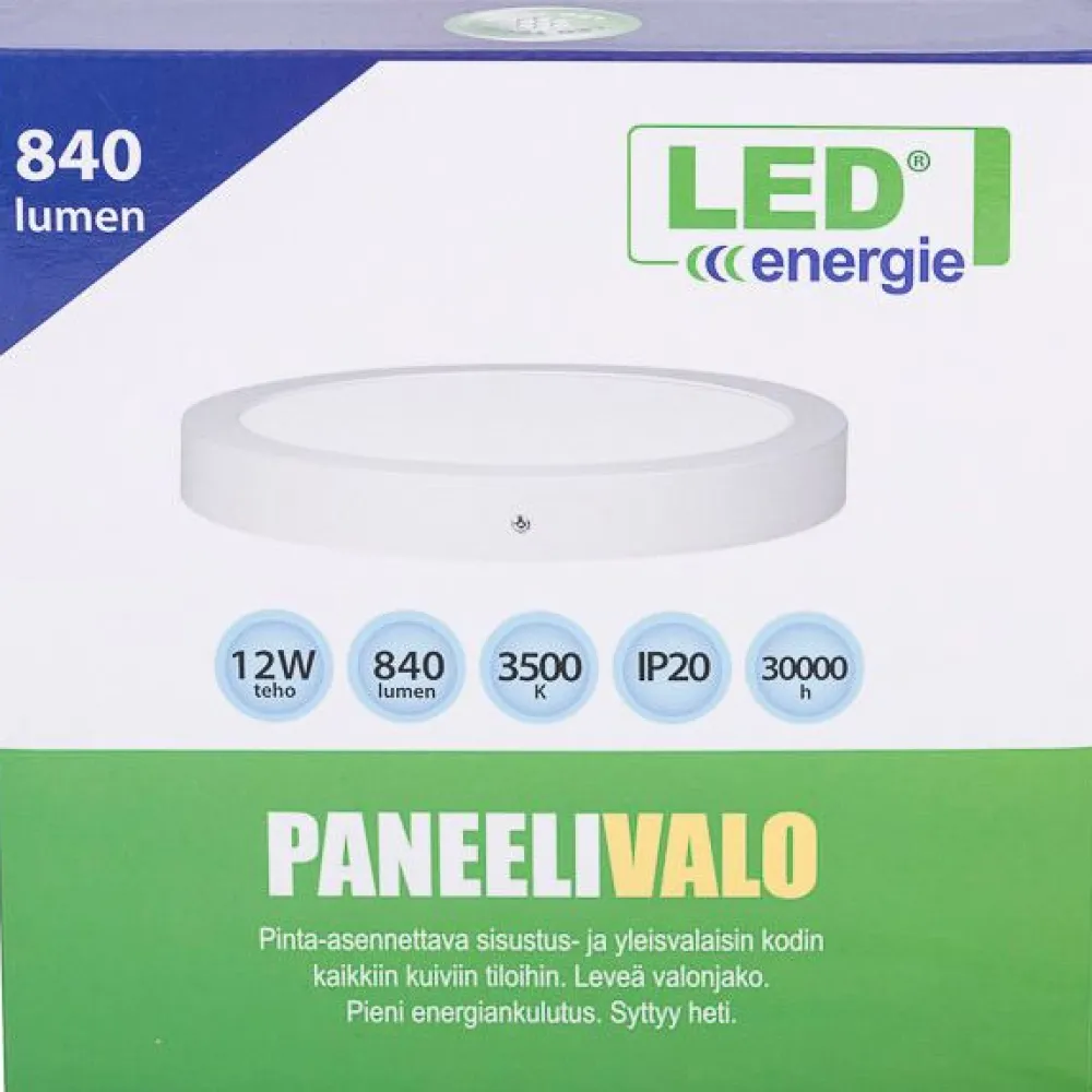 Paneelivalaisin 3500K pinta-asennettava sis. liitäntälaitteen valkoinen*LED Energie Sale
