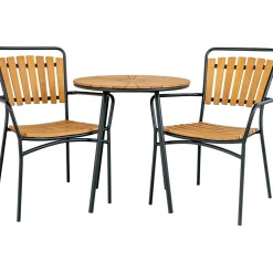 Sale Parvekepöytä Cleveland, ø70cm, tiikki, ruskea/musta Puutarhapöydät