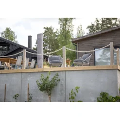 Parvekeryhmä , ø40cm Chania-pöytä + 2 harmaata Lindos-tuolia*Venture Home Clearance