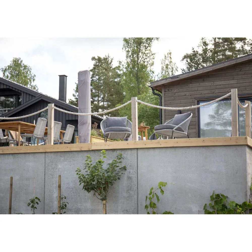 Parvekeryhmä , ø40cm Chania-pöytä + 2 harmaata Lindos-tuolia*Venture Home Clearance