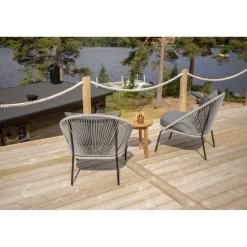 Parvekeryhmä , ø40cm Chania-pöytä + 2 harmaata Lindos-tuolia*Venture Home Clearance