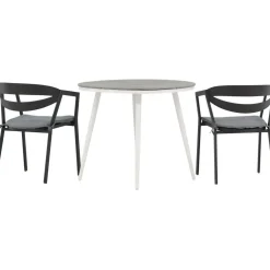 Parvekeryhmä , ø90cm, harmaa/valkoinen Break-pöytä + 2 musta/harmaata Slit-tuolia*Venture Home Sale
