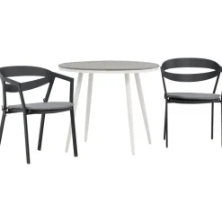 Parvekeryhmä , ø90cm, harmaa/valkoinen Break-pöytä + 2 musta/harmaata Slit-tuolia*Venture Home Sale