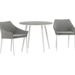 Parvekeryhmä , ø90cm, harmaa/valkoinen Break-pöytä + 2 harmaa/valkoista Spoga-tuolia*Venture Home Discount