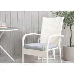 Parvekeryhmä , ø90cm harmaa-valkoinen Parma-pöytä + 2 harmaata Anna-tuolia*Venture Home Discount