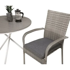 Parvekeryhmä , ø90cm harmaa-valkoinen Parma-pöytä + 2 harmaata Anna-tuolia*Venture Home Discount