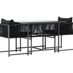 Parvekeryhmä Noto, 120x60cm Noto-pöytä + 2 Noto-tuolia, musta*Venture Home Clearance