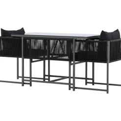 Parvekeryhmä Noto, 120x60cm Noto-pöytä + 2 Noto-tuolia, musta*Venture Home Clearance