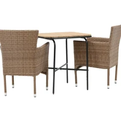 Parvekeryhmä ,  88x70cm Holmbeck-pöytä + 2 ruskeaa Malina-tuolia*Venture Home Sale