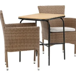 Parvekeryhmä ,  88x70cm Holmbeck-pöytä + 2 ruskeaa Malina-tuolia*Venture Home Sale