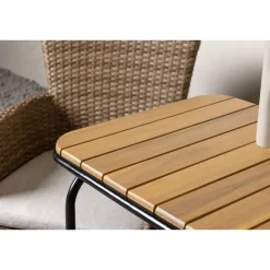 Parvekeryhmä ,  88x70cm Holmbeck-pöytä + 2 ruskeaa Malina-tuolia*Venture Home Sale