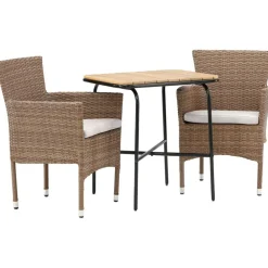 Parvekeryhmä ,  88x70cm Holmbeck-pöytä + 2 ruskeaa Malina-tuolia*Venture Home Sale