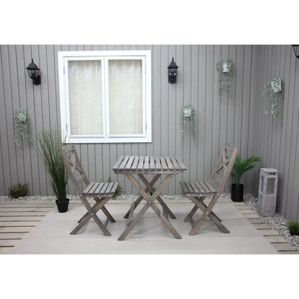 Parvekesetti Wilma 65x65cm pöytä + 2 tuolia er värejäa Parvekekalusteet