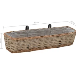 Parvekkeen kukkalaatikko 2 kpl paju PE-vuori 80 cm*FinePRICE Online